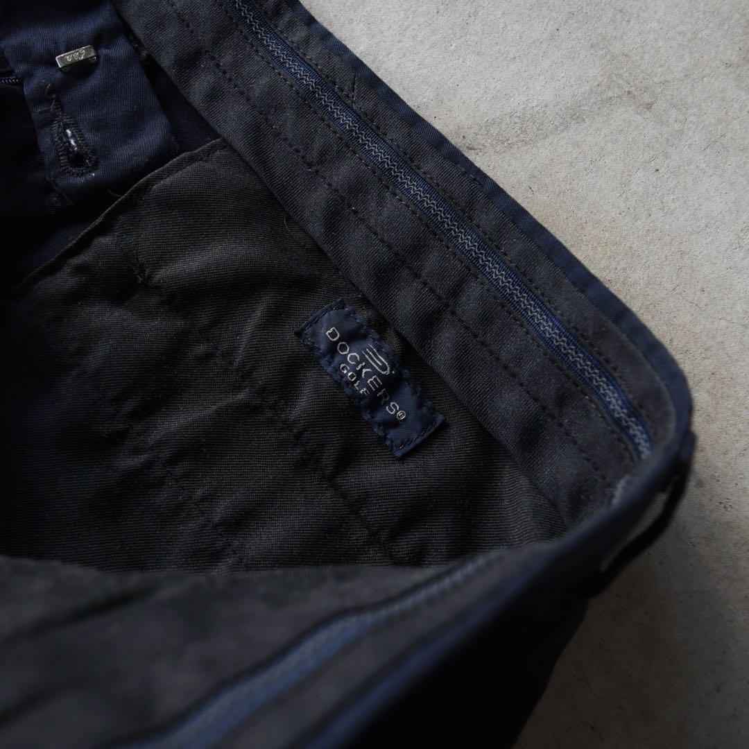 90s ドッカーズ dockers ツータック スラックスパンツ ネイビーw32