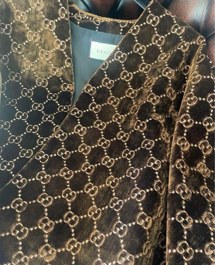 GUCCI ブラウン ベルベット ケープ 正規品 未使用 自宅保管品