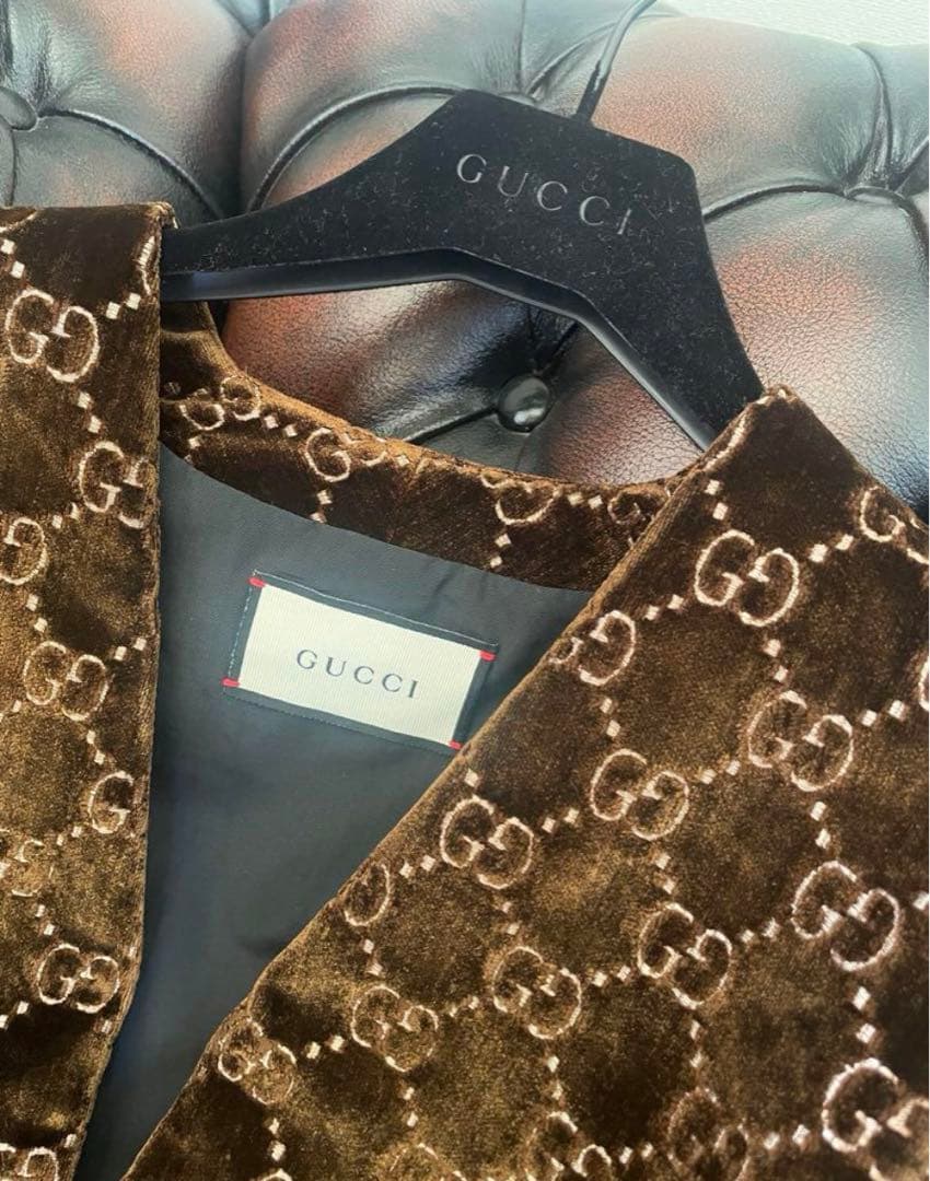 GUCCI ブラウン ベルベット ケープ 正規品 未使用 自宅保管品