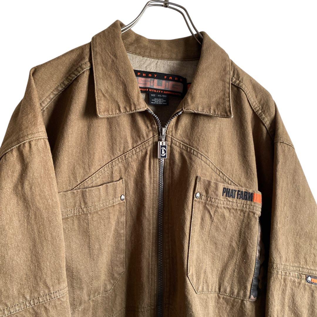 w*o様 90sy2k PHAT FARM SUG 先染めブラウン デニムジップ