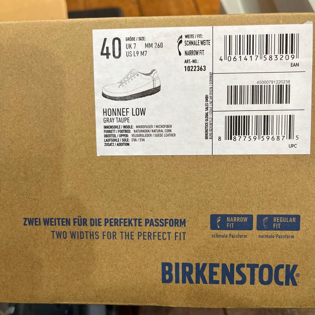 ビルケンシュトックHONNEF LOW.グレートープ新品40.定価¥29700