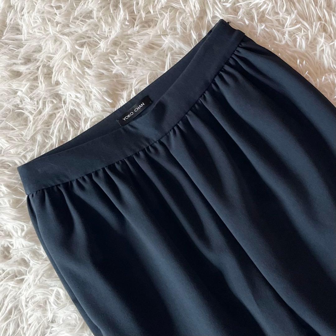 美品✨ ヨーコチャン ハイウエストギャザーパンツ ネイビー サイズ38 定番