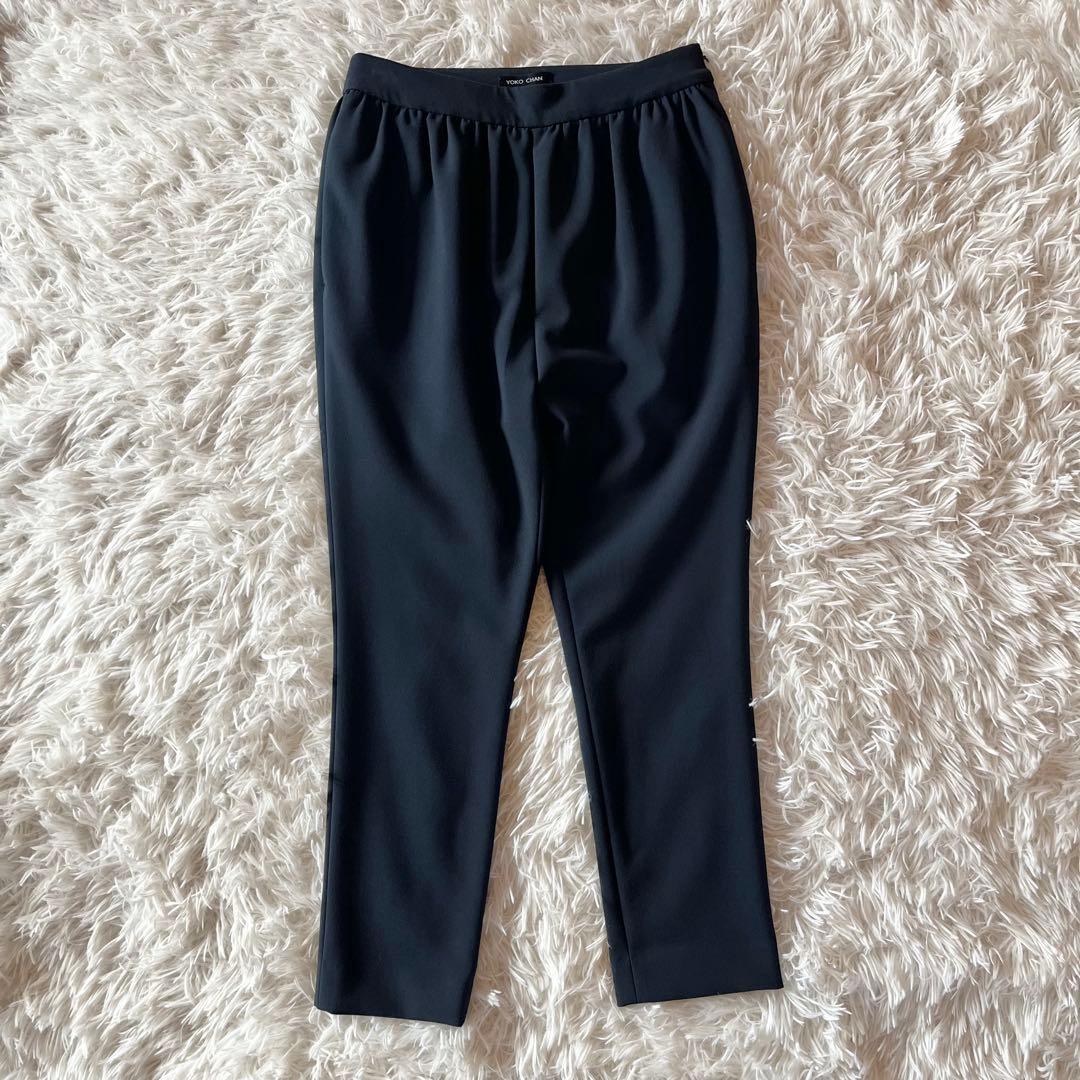 美品✨ ヨーコチャン ハイウエストギャザーパンツ ネイビー サイズ38 定番