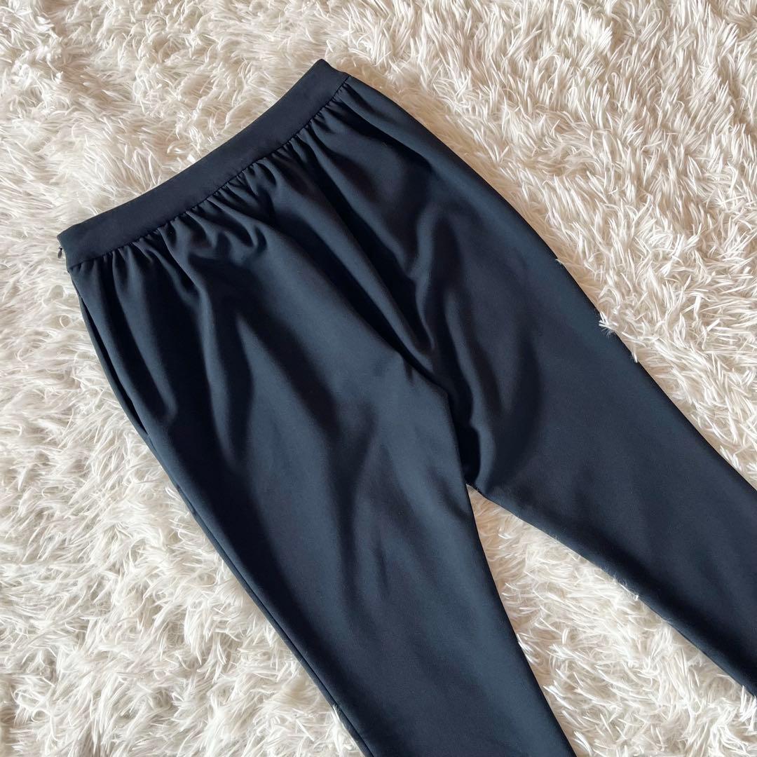 美品✨ ヨーコチャン ハイウエストギャザーパンツ ネイビー サイズ38 定番
