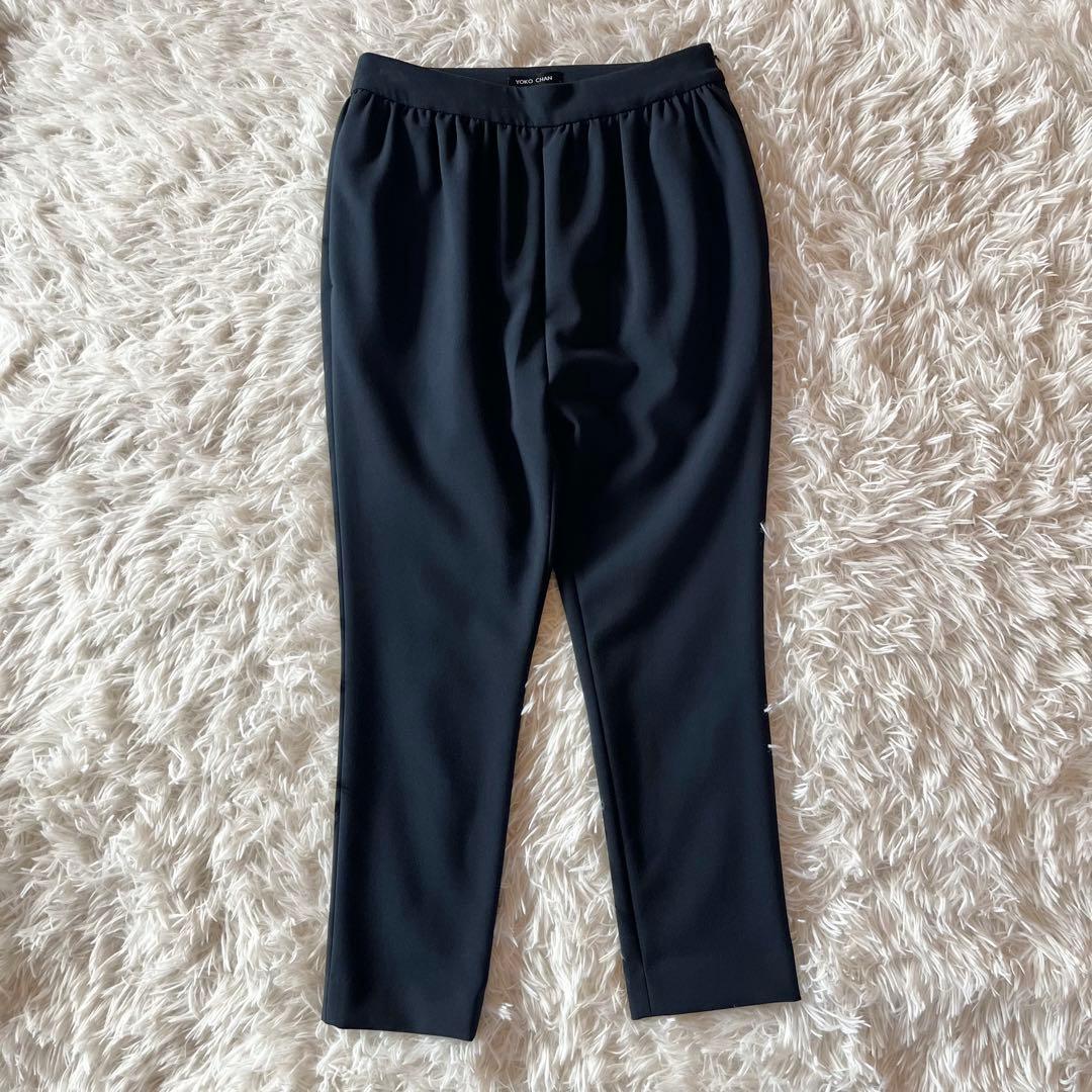 美品✨ ヨーコチャン ハイウエストギャザーパンツ ネイビー サイズ38 定番