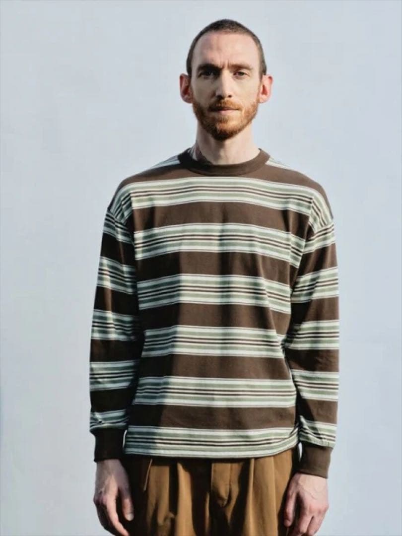 PHIGVEL BORDER LS TOP BROWN×MINT カットソー