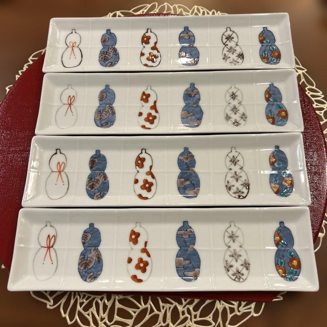 伊万里焼 徳永窯 アペタイザートレー 染錦六瓢 4枚入り