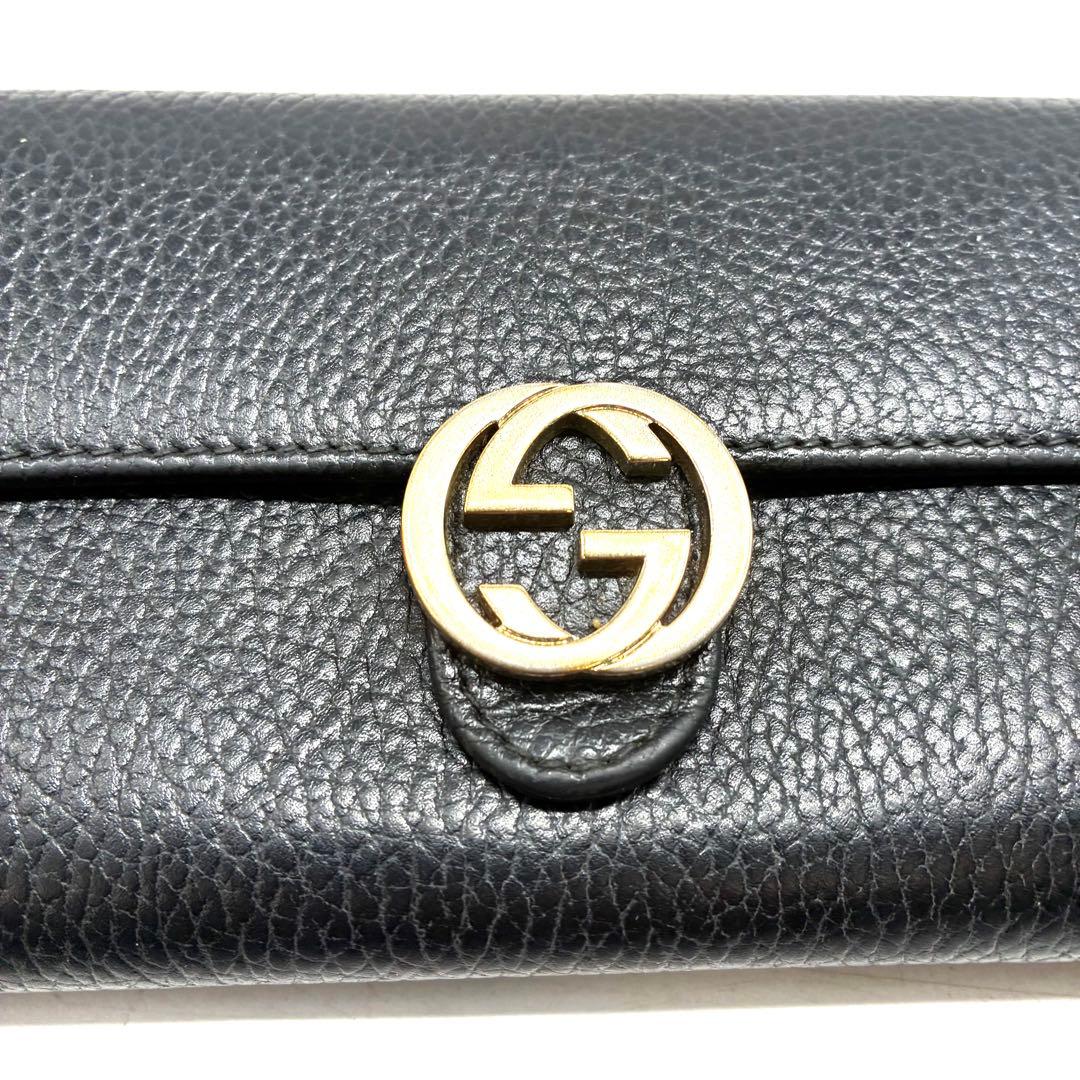 美品✨GUCCI グッチ 長財布 インターロッキング 黒 615524