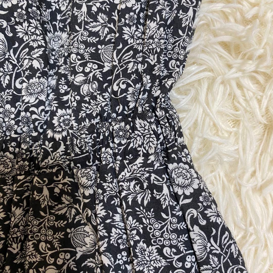 北欧暮らしの道具店 リバティプリント オールインワン ブラック ホワイト S