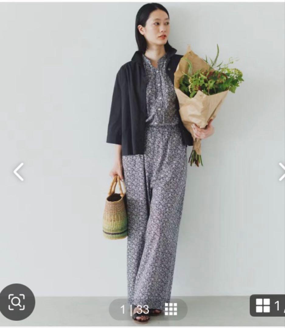 北欧暮らしの道具店 リバティプリント オールインワン ブラック ホワイト S