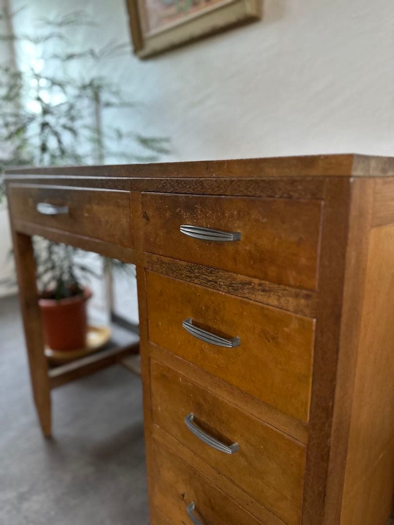 片袖机　古家具　昭和レトロ　木製デスク 文机　作業台