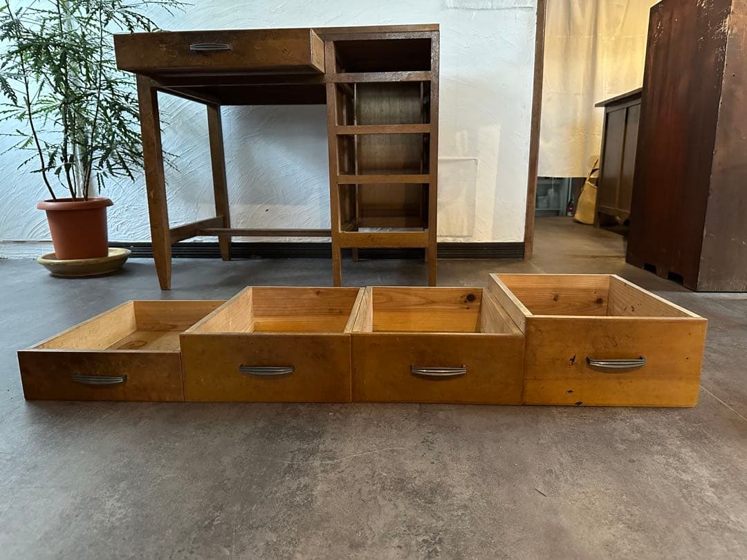 片袖机　古家具　昭和レトロ　木製デスク 文机　作業台