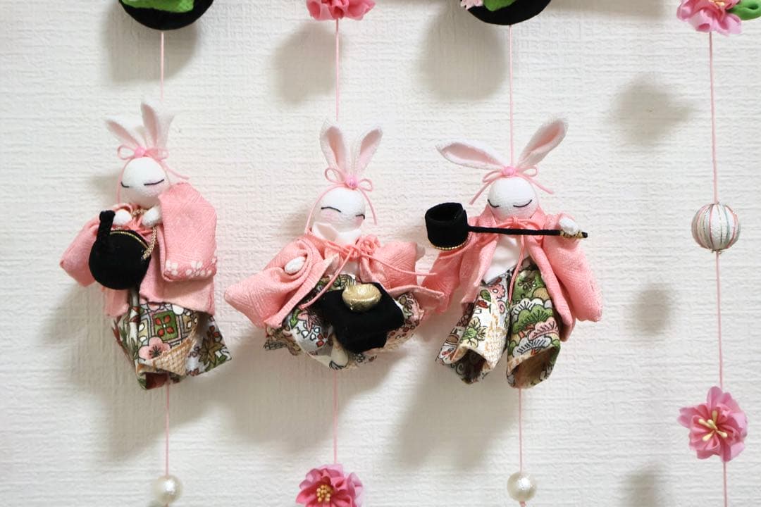 特大　五段飾り風　　桃の花お雛様　　　（壁掛け　つるし飾り）