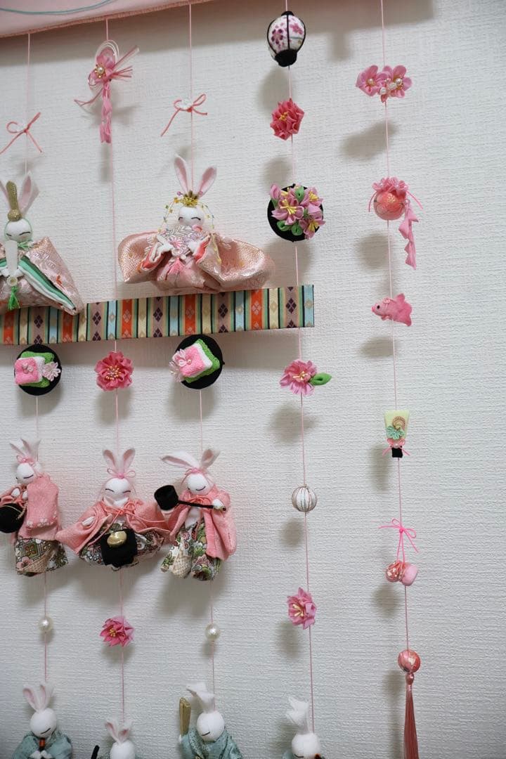 特大　五段飾り風　　桃の花お雛様　　　（壁掛け　つるし飾り）
