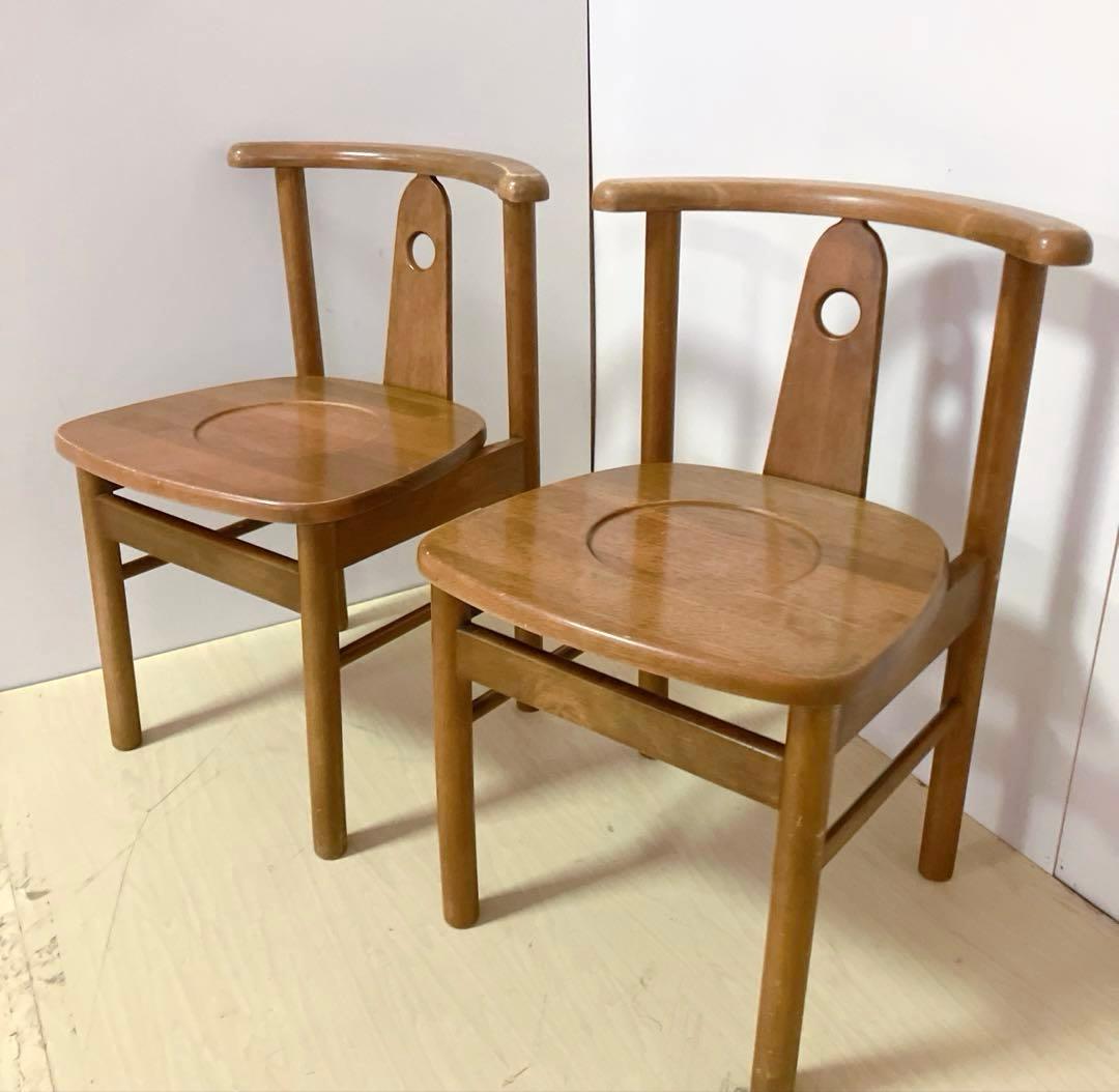 木製　ダイニングチェア　2脚セット　木製椅子　北欧　アームレスチェア