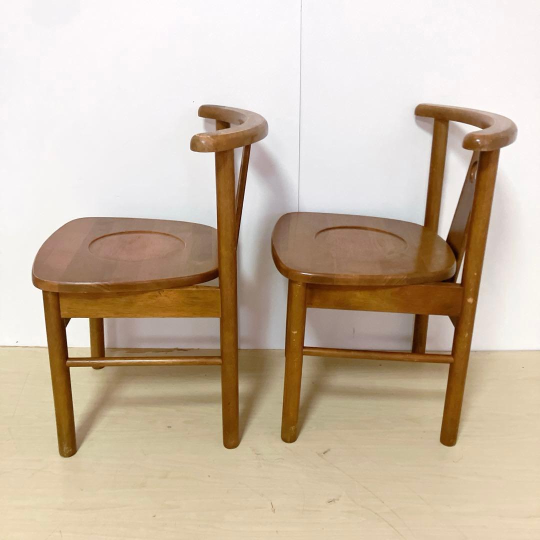 木製　ダイニングチェア　2脚セット　木製椅子　北欧　アームレスチェア