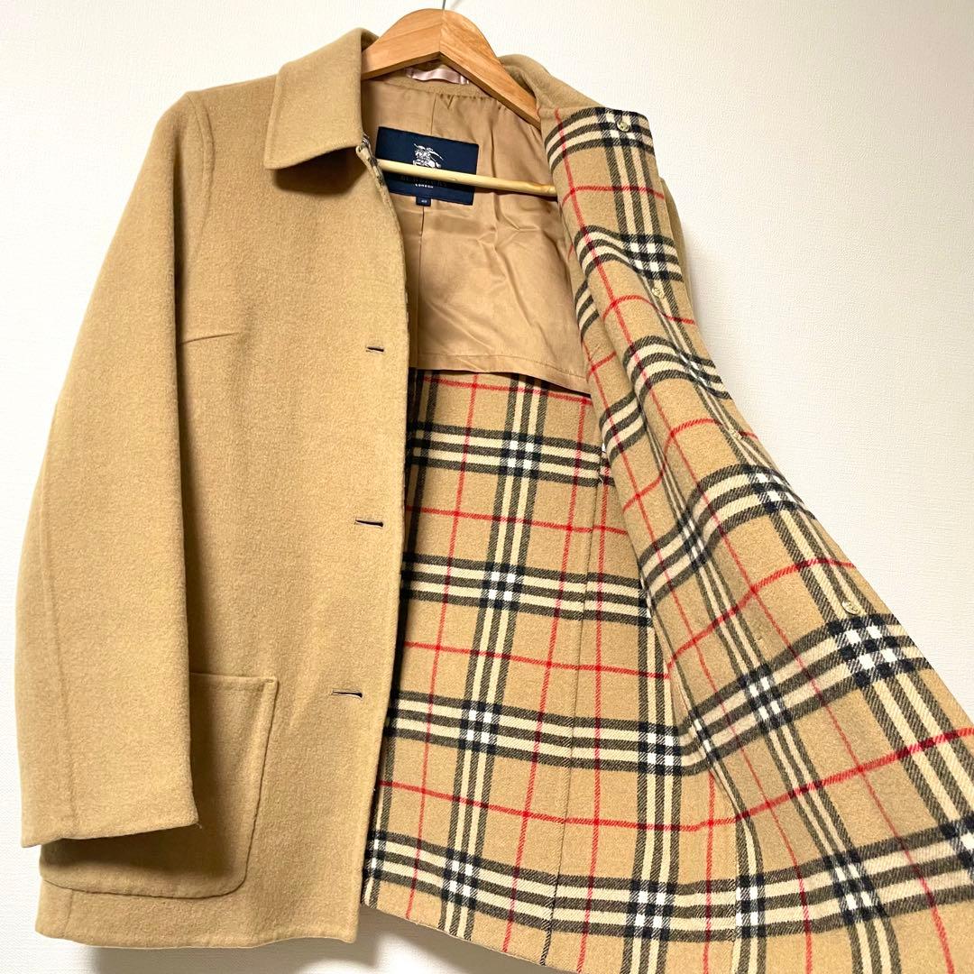 極美品　バーバリー　ダブルフェイス　カシミヤ　コート　ノバチェック　40