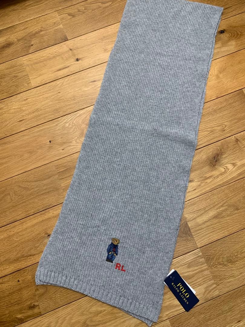 Ralph Lauren ラルフローレン 未使用 マフラー グレー ポロベア