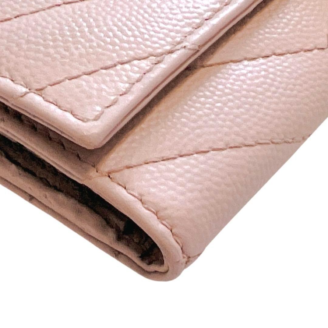 サンローラン キーケース カサンドラ 6連 ゴールド金具 ロゴ ピンクベージュ