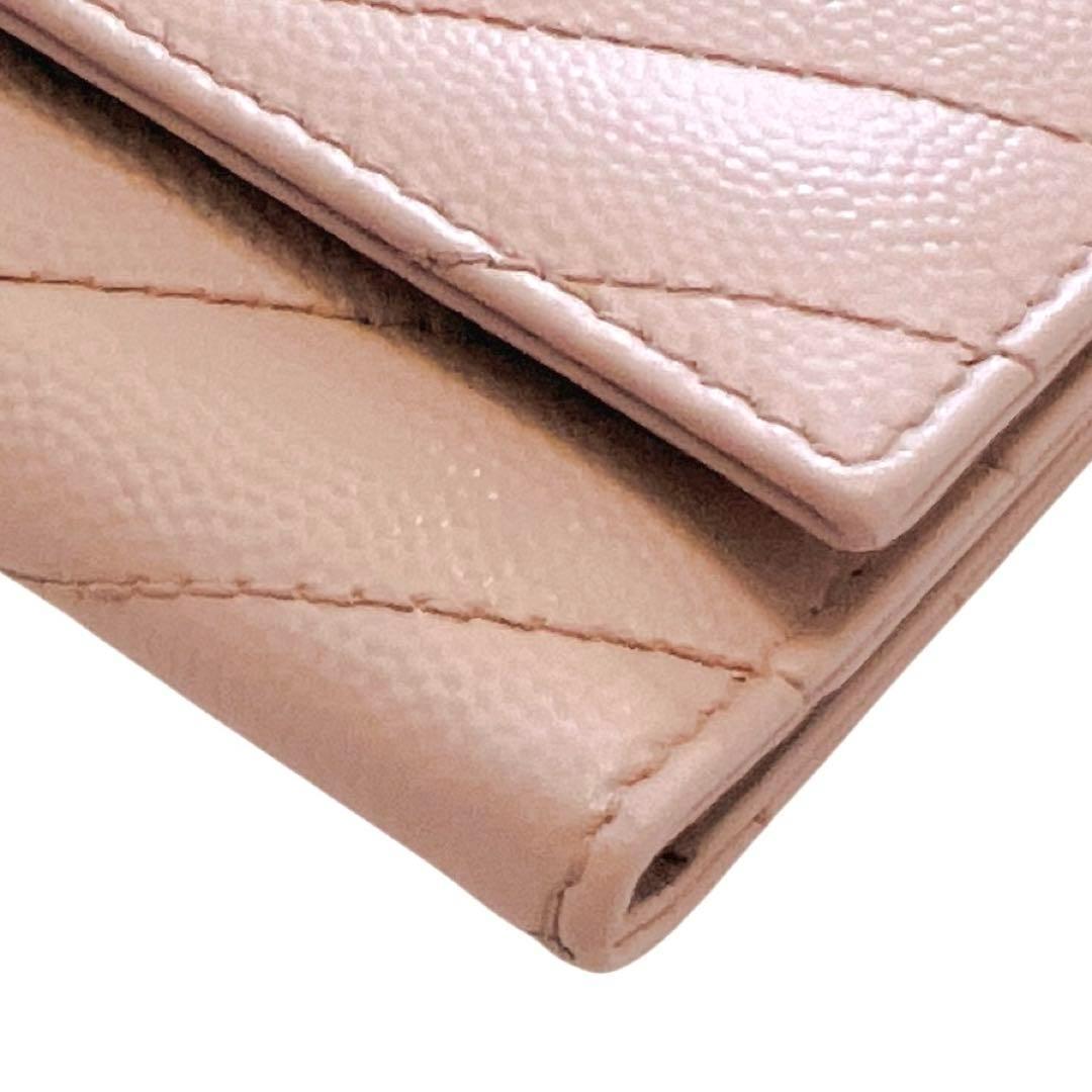 サンローラン キーケース カサンドラ 6連 ゴールド金具 ロゴ ピンクベージュ