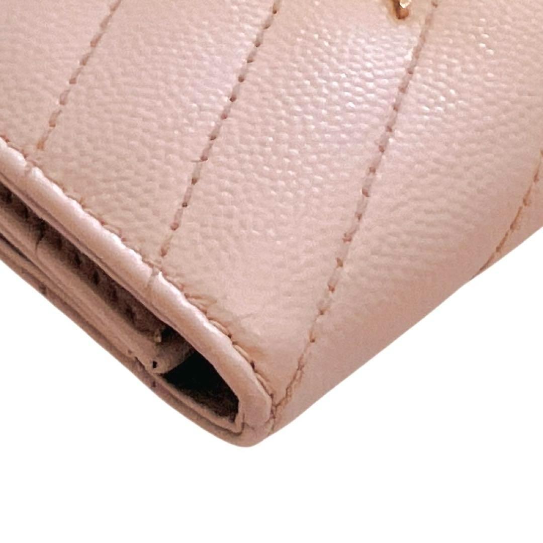 サンローラン キーケース カサンドラ 6連 ゴールド金具 ロゴ ピンクベージュ