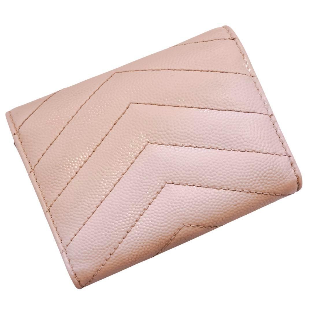 サンローラン キーケース カサンドラ 6連 ゴールド金具 ロゴ ピンクベージュ