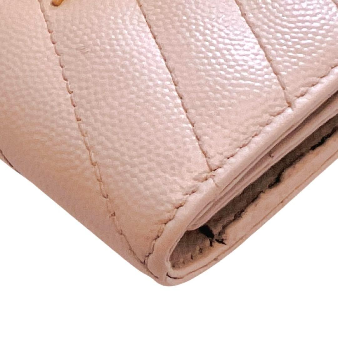 サンローラン キーケース カサンドラ 6連 ゴールド金具 ロゴ ピンクベージュ