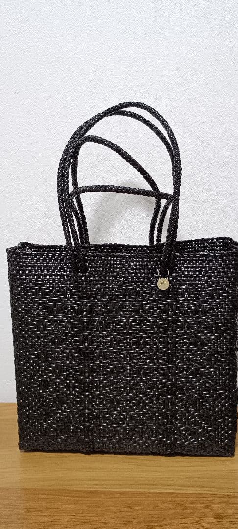 メルカドバッグ　ロングハンドル　黒　レトラ