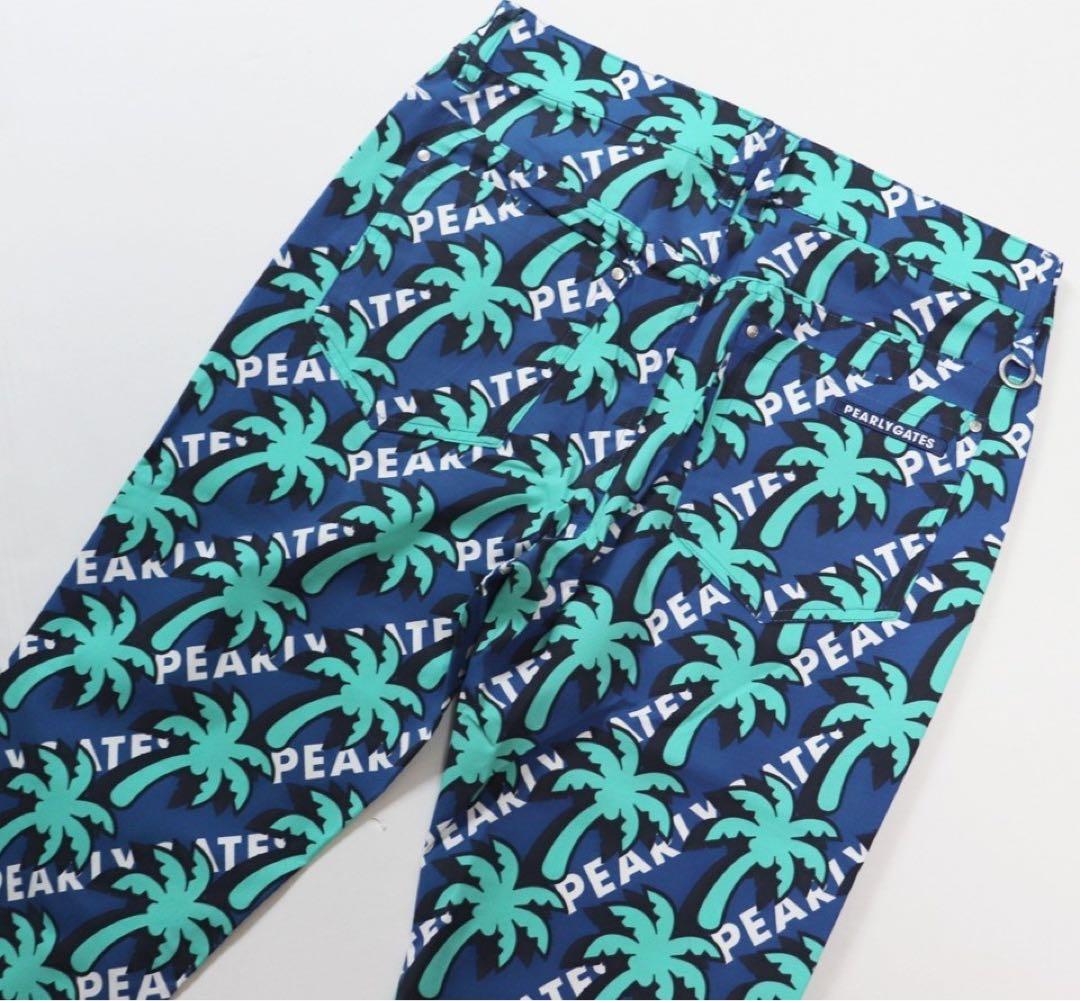 《パーリーゲイツ》新品 パームツリー総柄 ストレッチゴルフパンツ 1(W73)