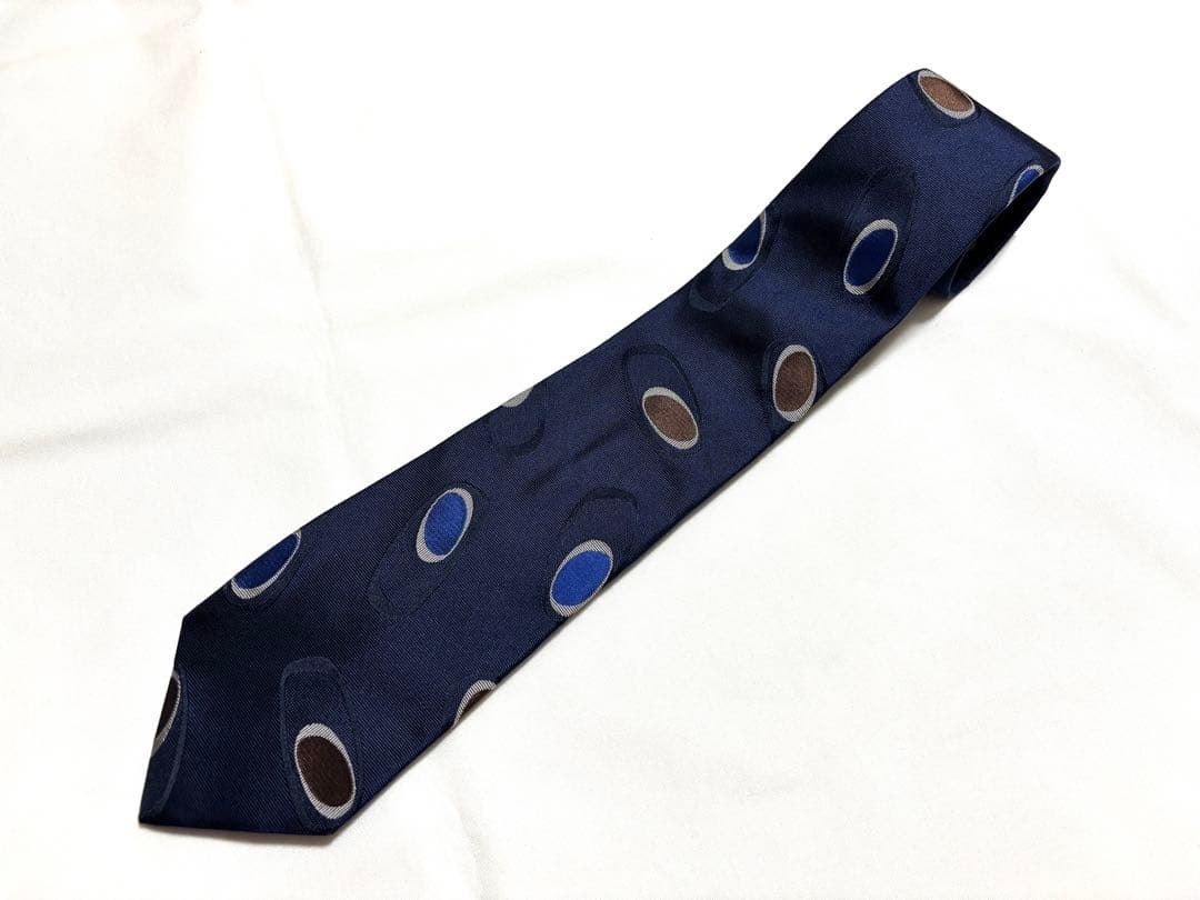 【新品同様】FRANCO BASSI フランコバッシ サークル柄ネクタイ