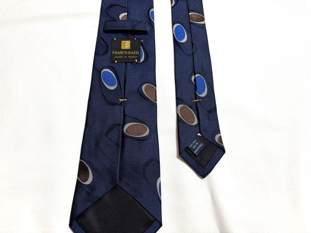 【新品同様】FRANCO BASSI フランコバッシ サークル柄ネクタイ