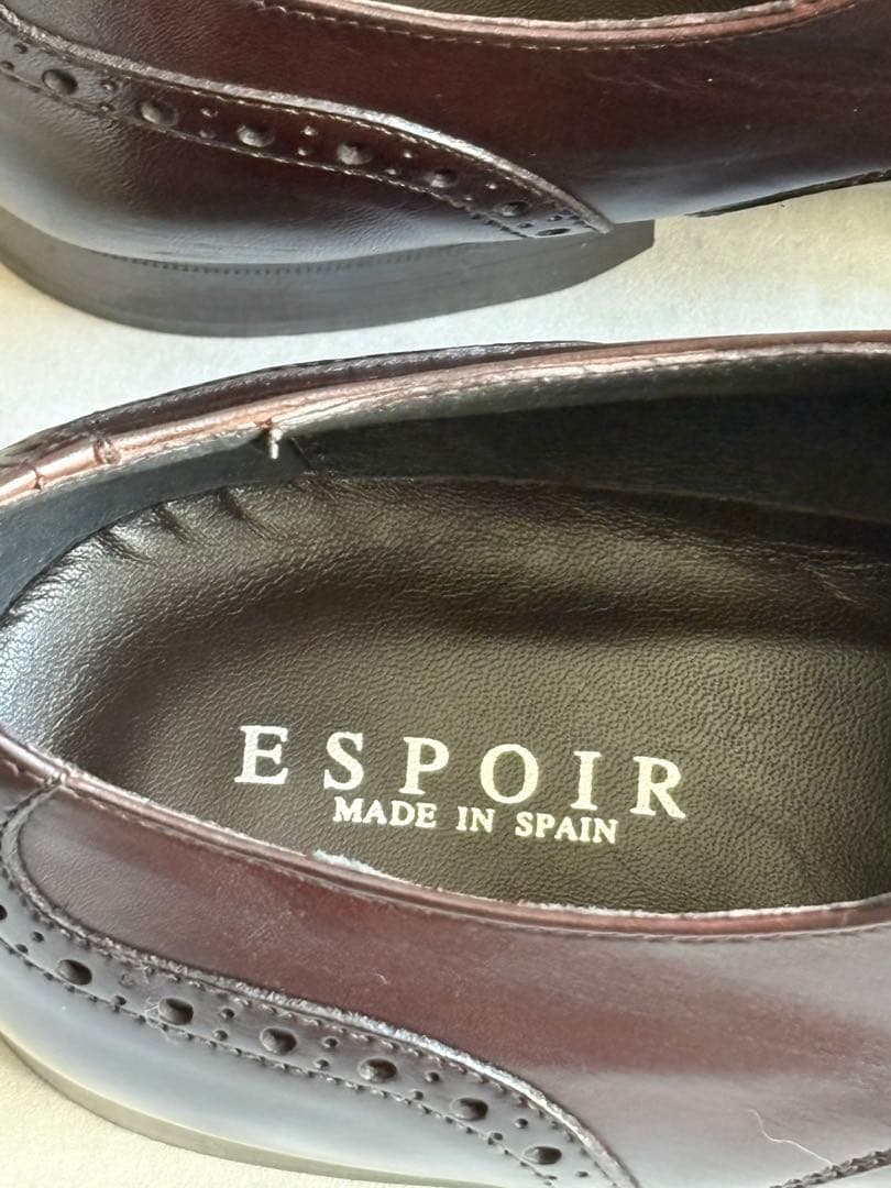 リピーター割 スペイン製 エスポワール ストレートチップ 7 濃茶 革底