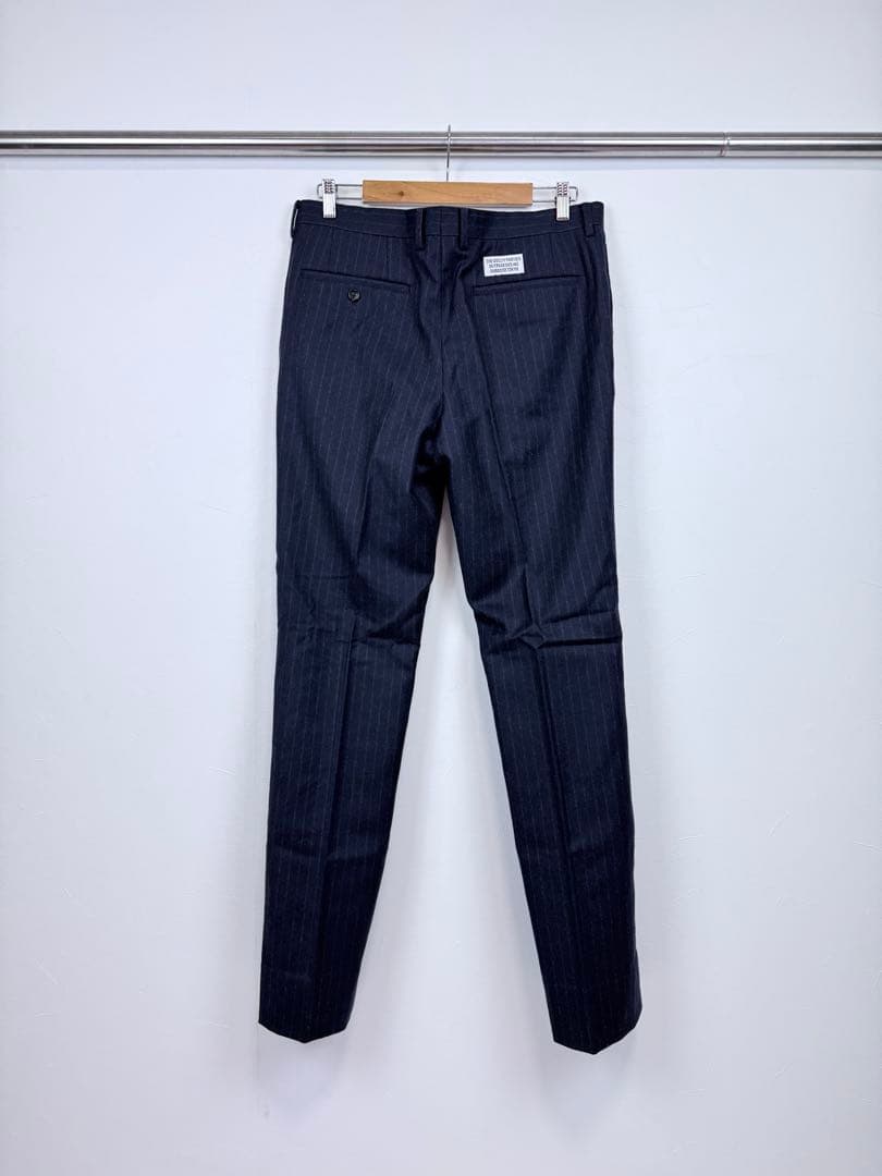【極美品】WACKO MARIA カシミヤ混 スラックス L 紺 ストライプ