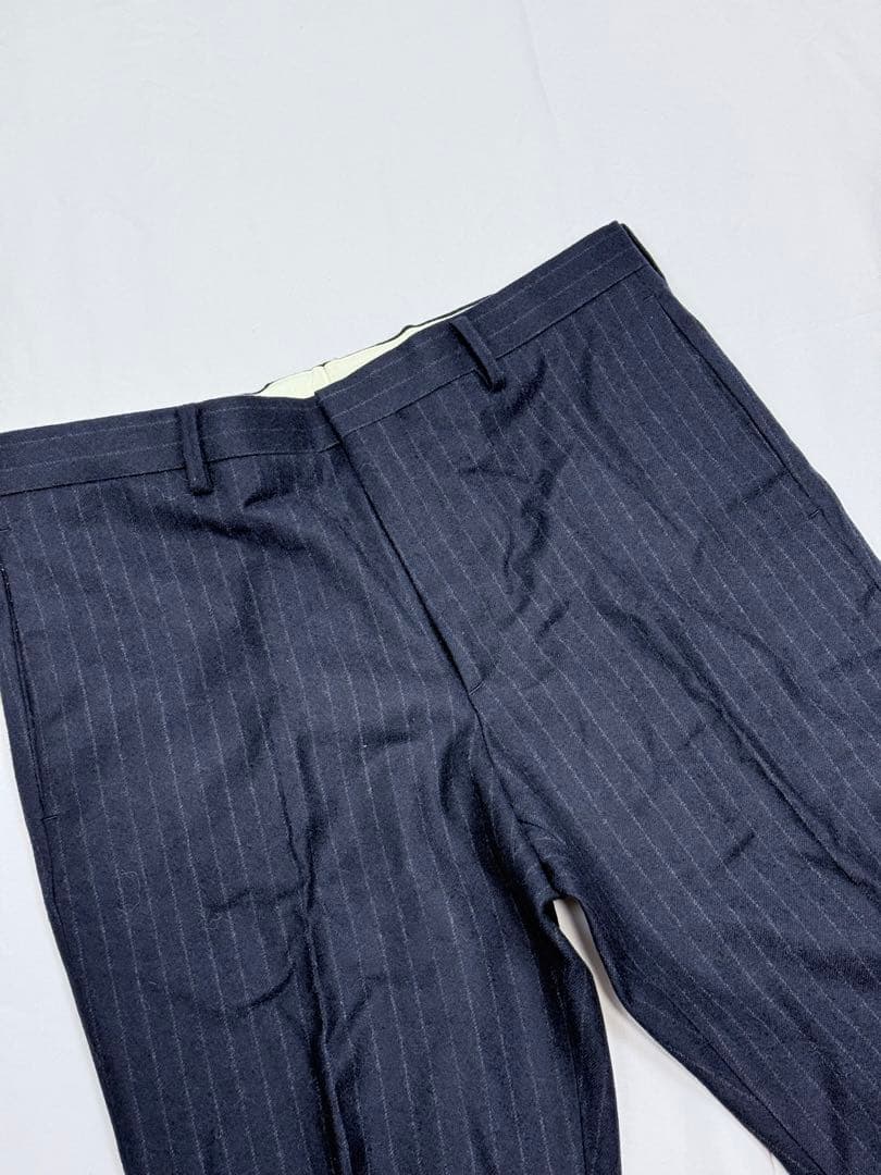 【極美品】WACKO MARIA カシミヤ混 スラックス L 紺 ストライプ