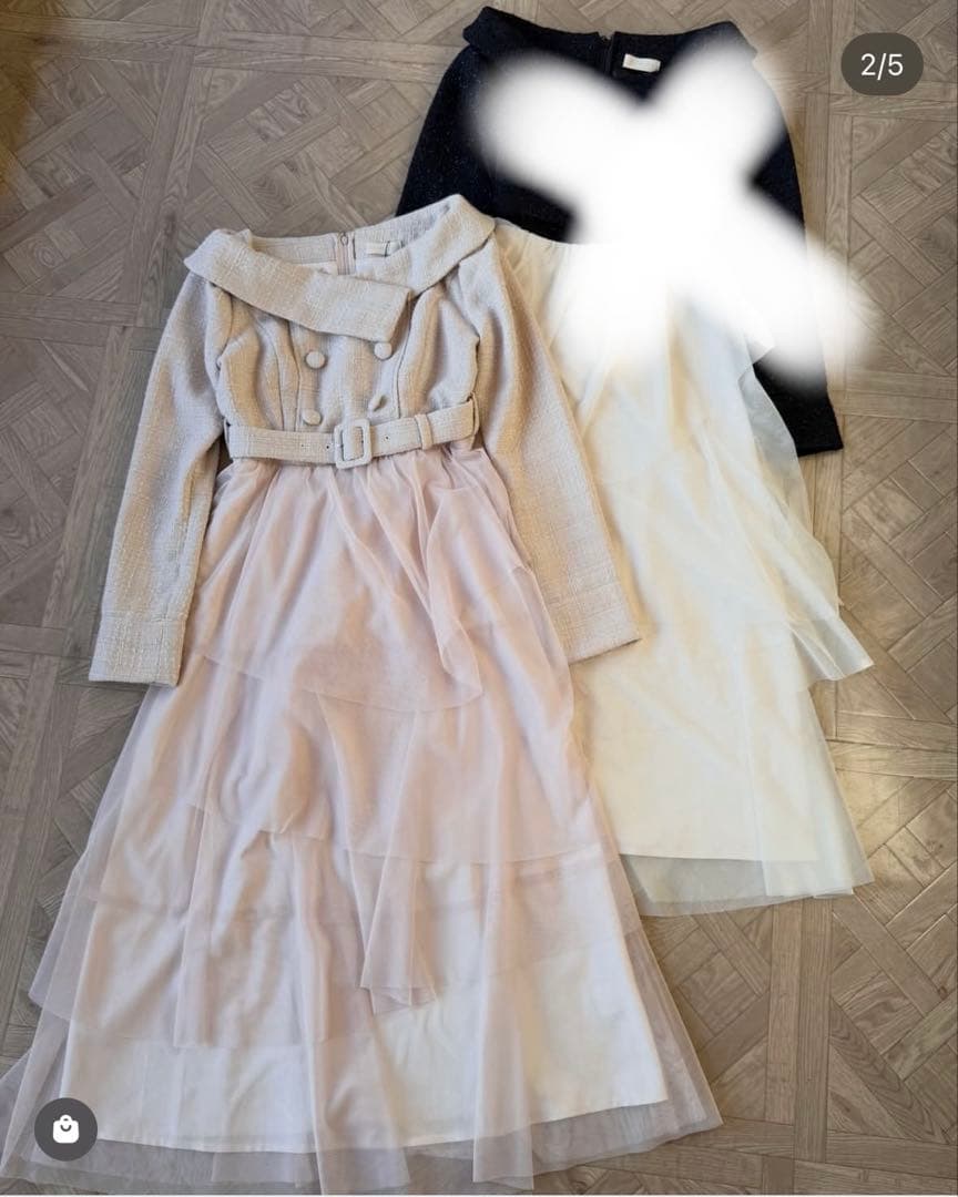 アンミール anmille チュールドッキングツイードワンピース ピンク