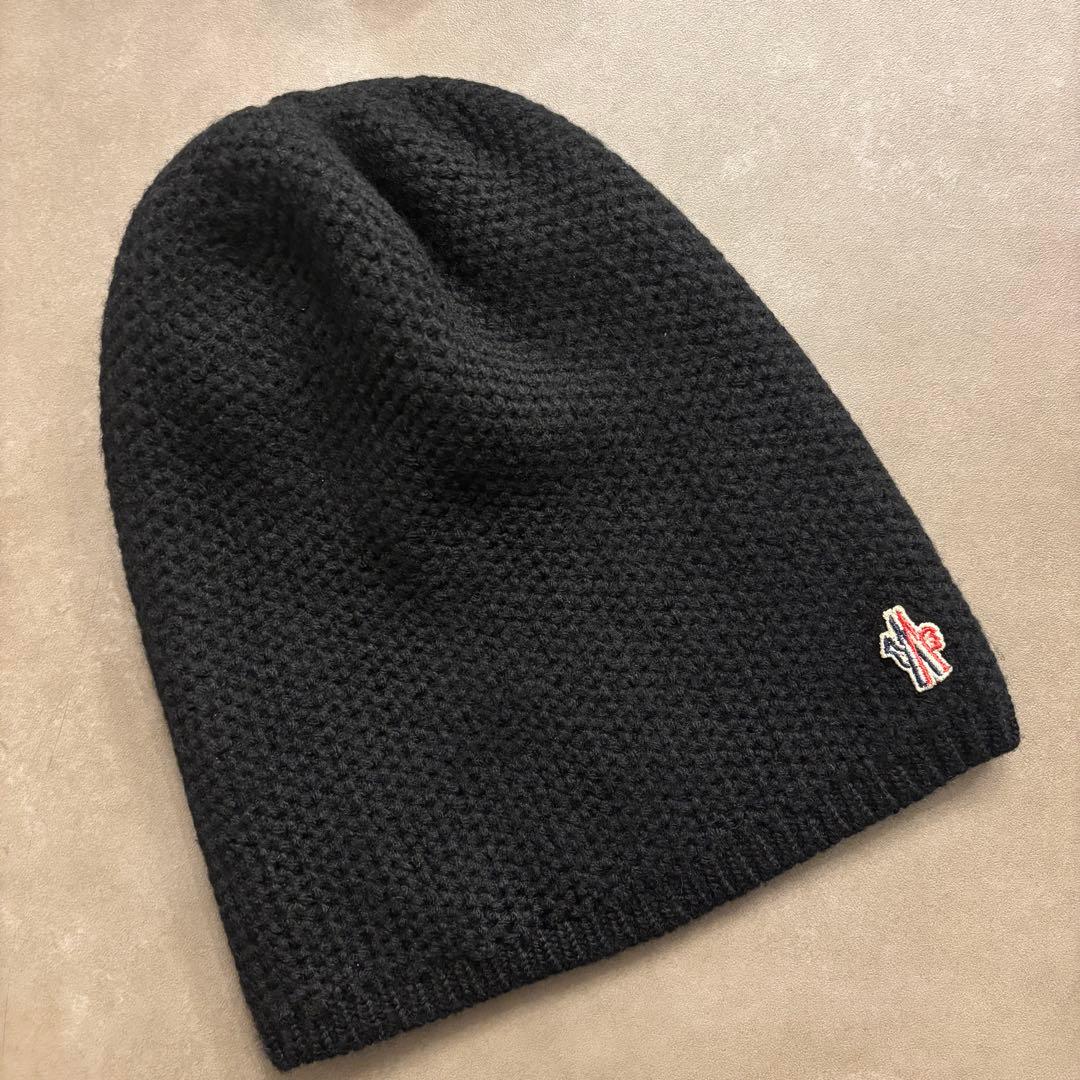 【鑑定済】MONCLER モンクレール ウール ニット帽 ブラック