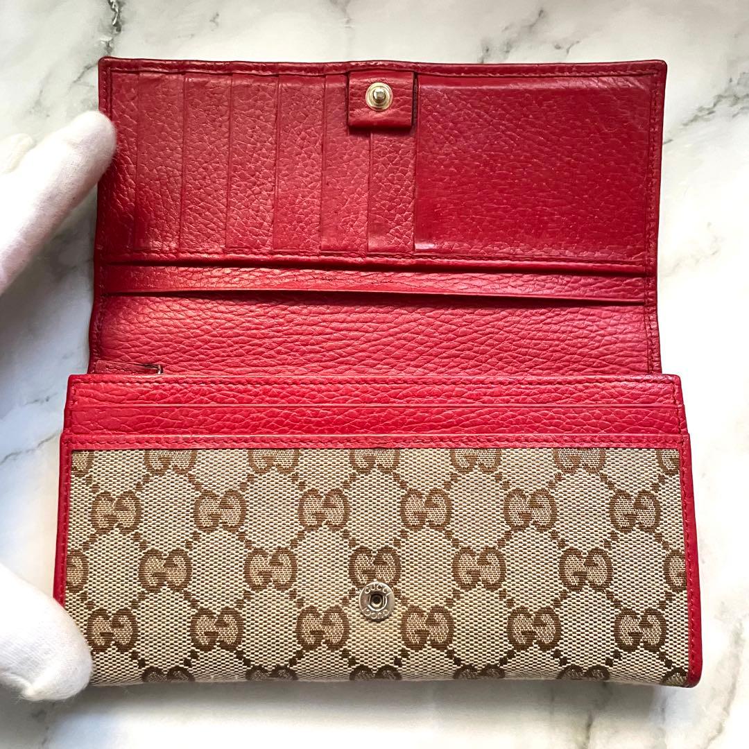 GUCCI グッチ　長財布　GG キャンバス　美品　2つ折り財布　0114-⑥