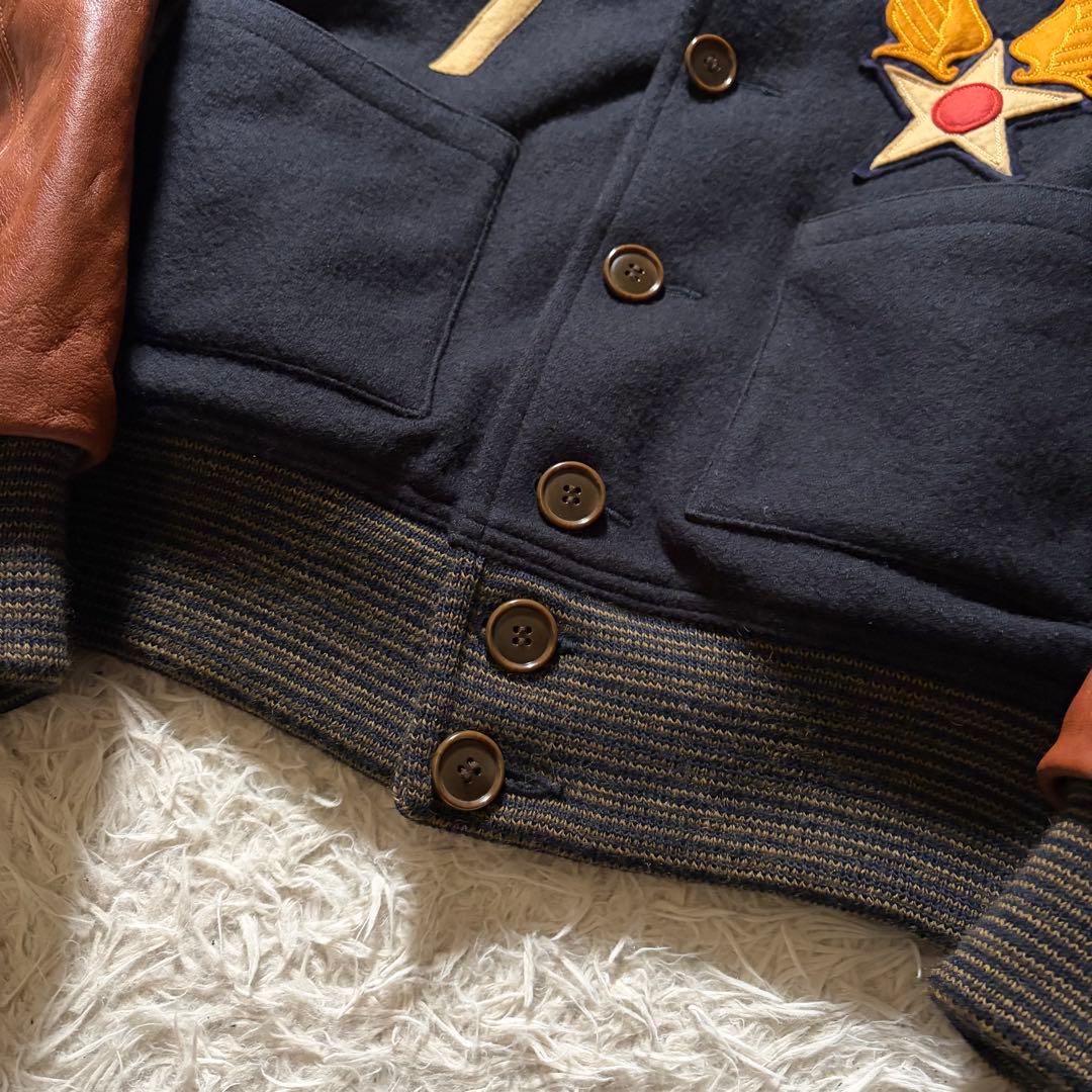 美品/激レア■バズリクソンズ　スタジャン　袖レザー　馬革　ホースハイド　L