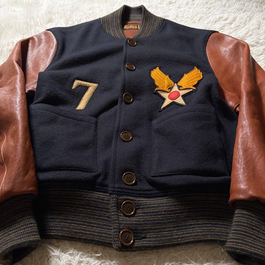 美品/激レア■バズリクソンズ　スタジャン　袖レザー　馬革　ホースハイド　L