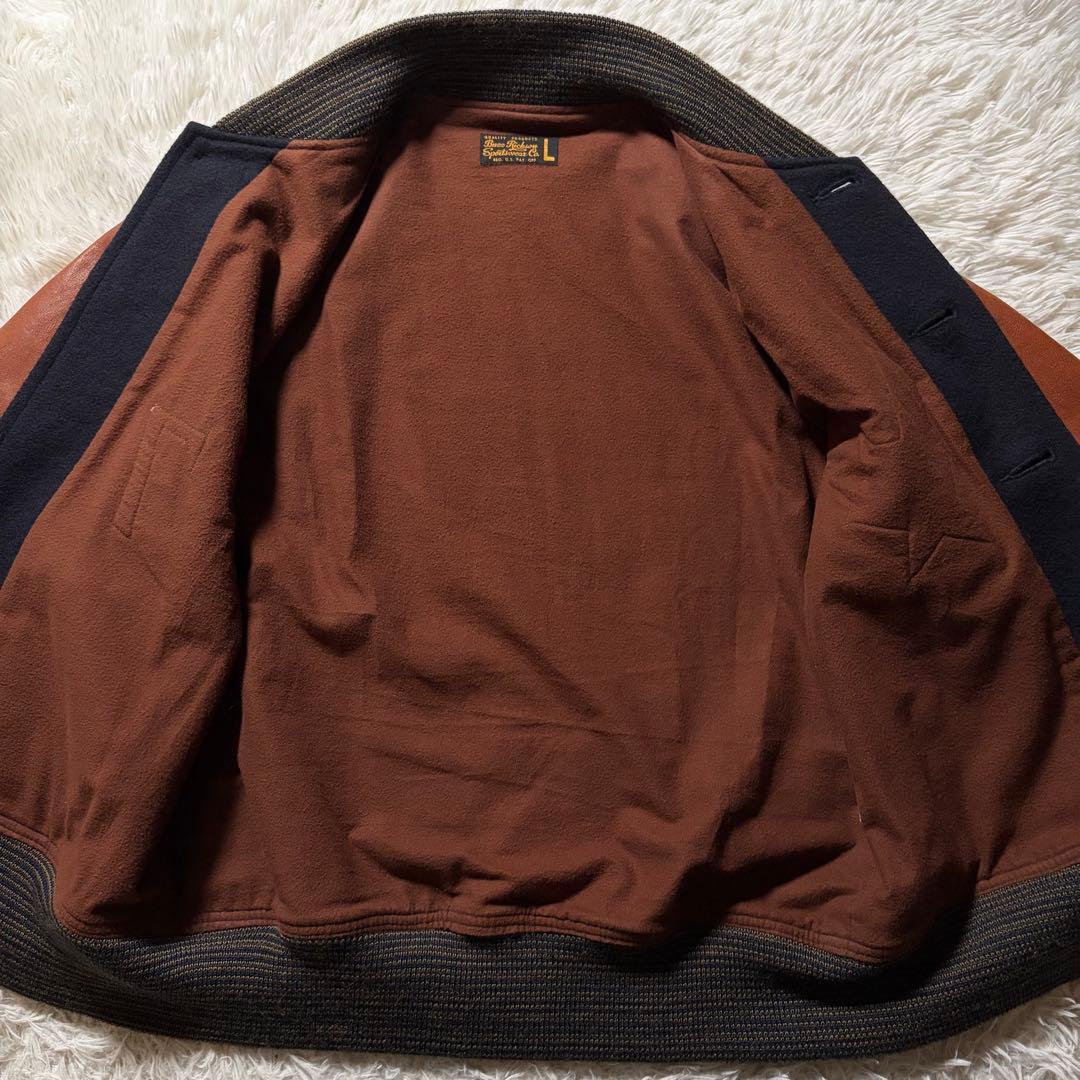 美品/激レア■バズリクソンズ　スタジャン　袖レザー　馬革　ホースハイド　L