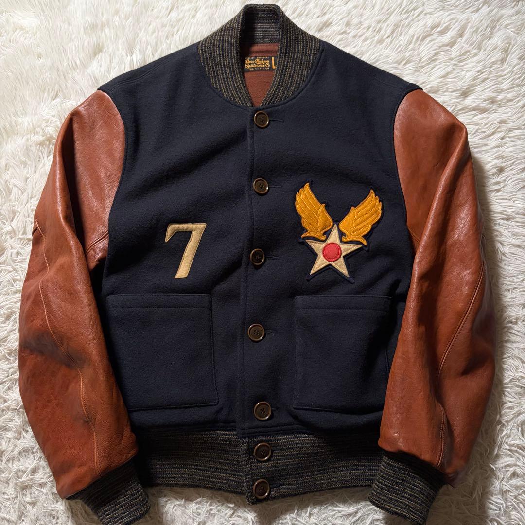 美品/激レア■バズリクソンズ　スタジャン　袖レザー　馬革　ホースハイド　L