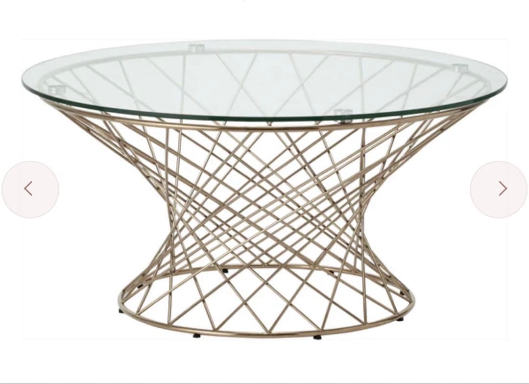 フランフラン マーリア コーヒーテーブル クリア×ゴールド（φ800）