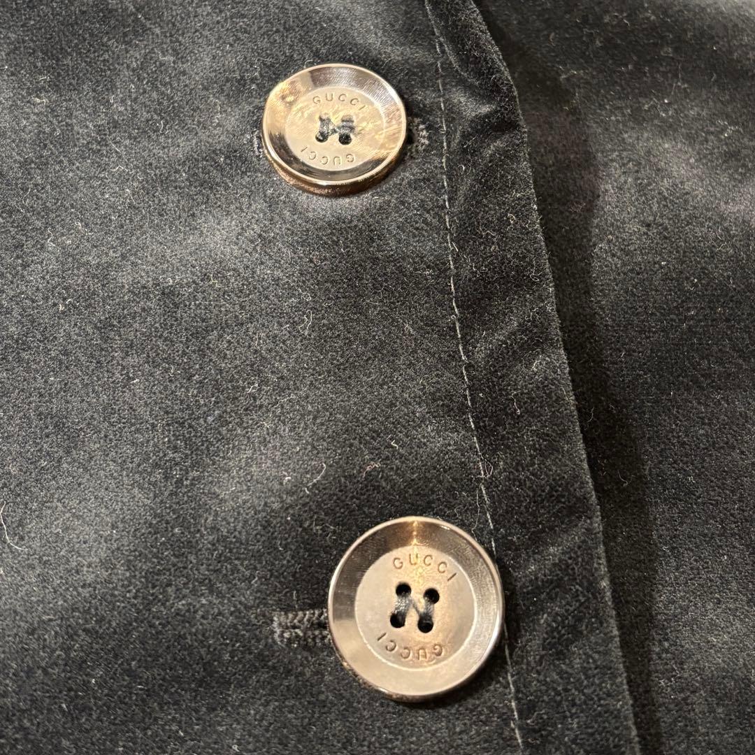 グッチ テーラードジャケット ベロア ホースビット ブラック 42