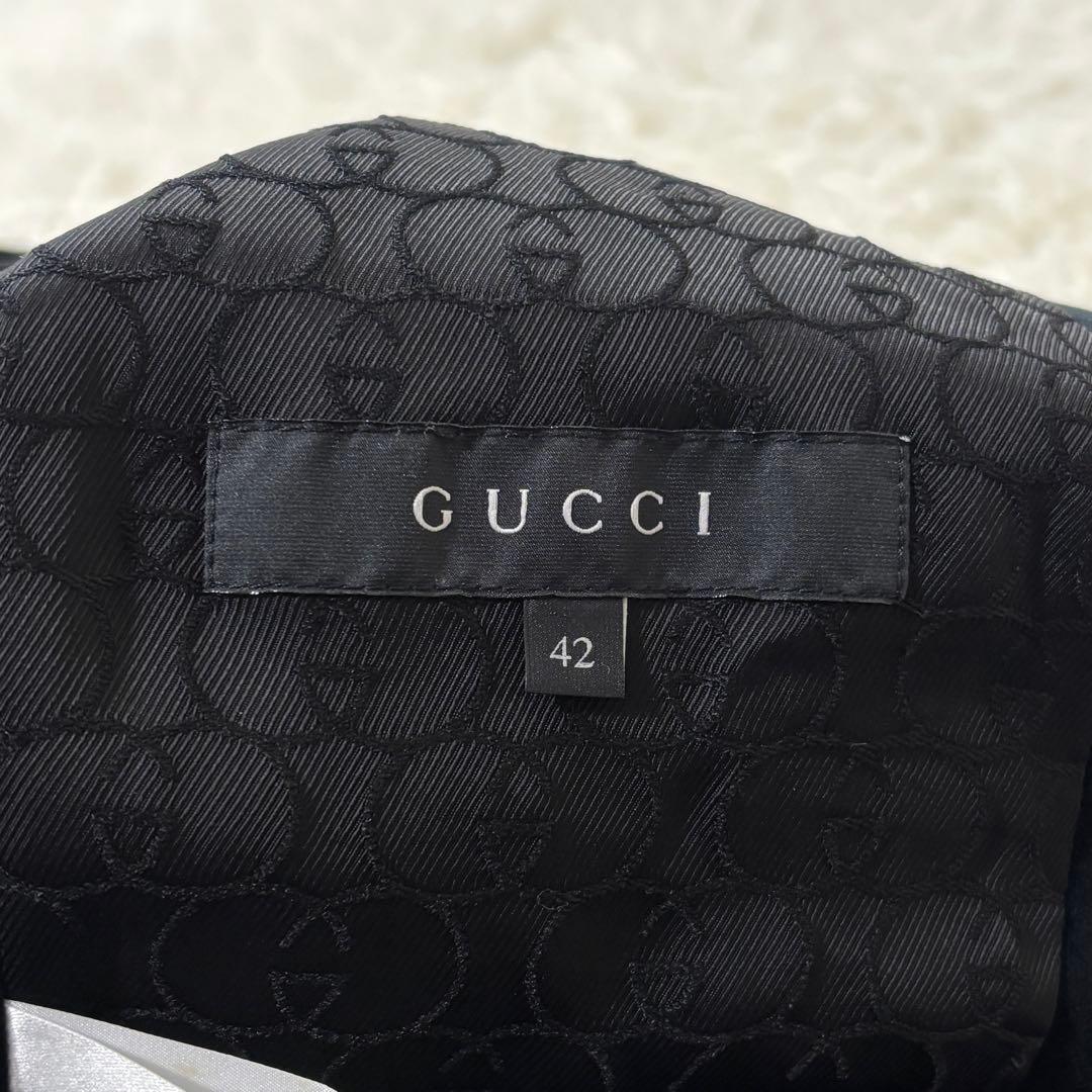 グッチ テーラードジャケット ベロア ホースビット ブラック 42