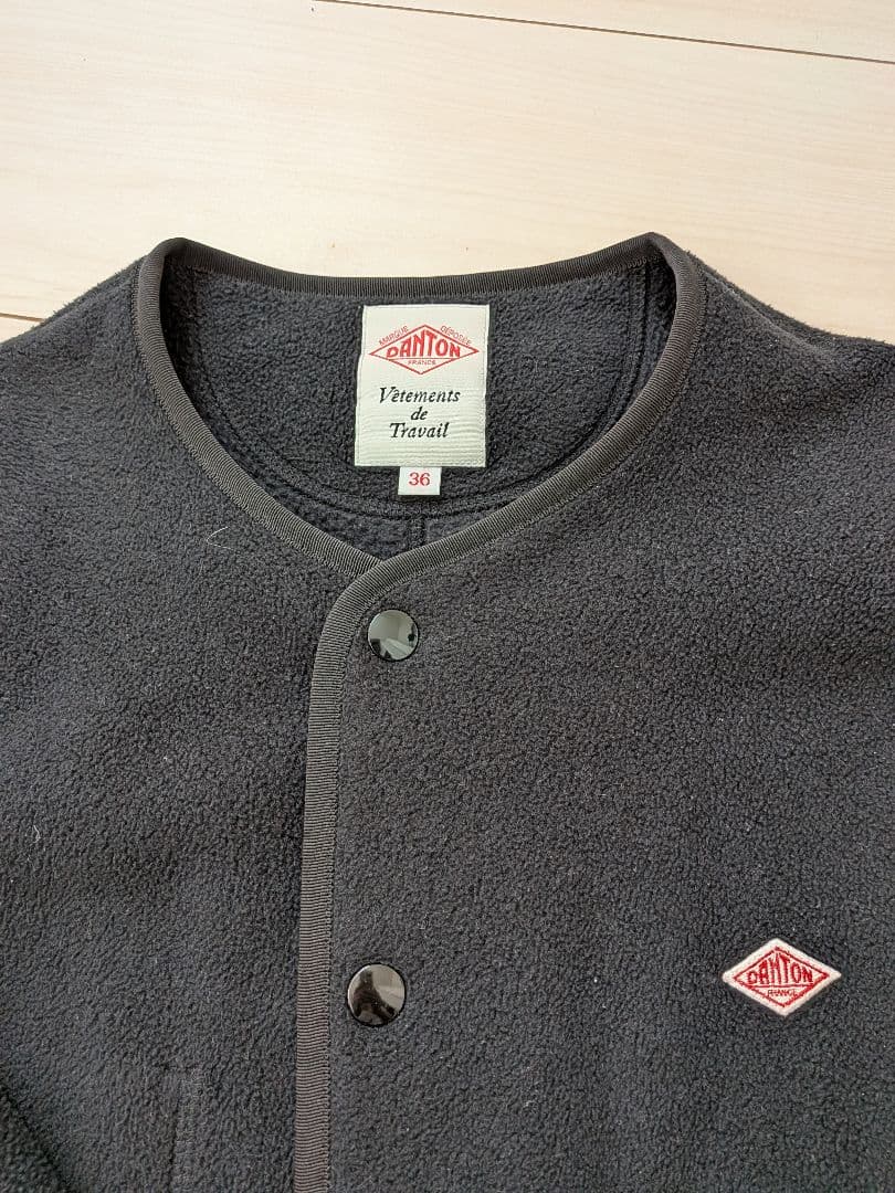 DANTONノーカラーフリースジャケット　黒　ブラック　Black　36