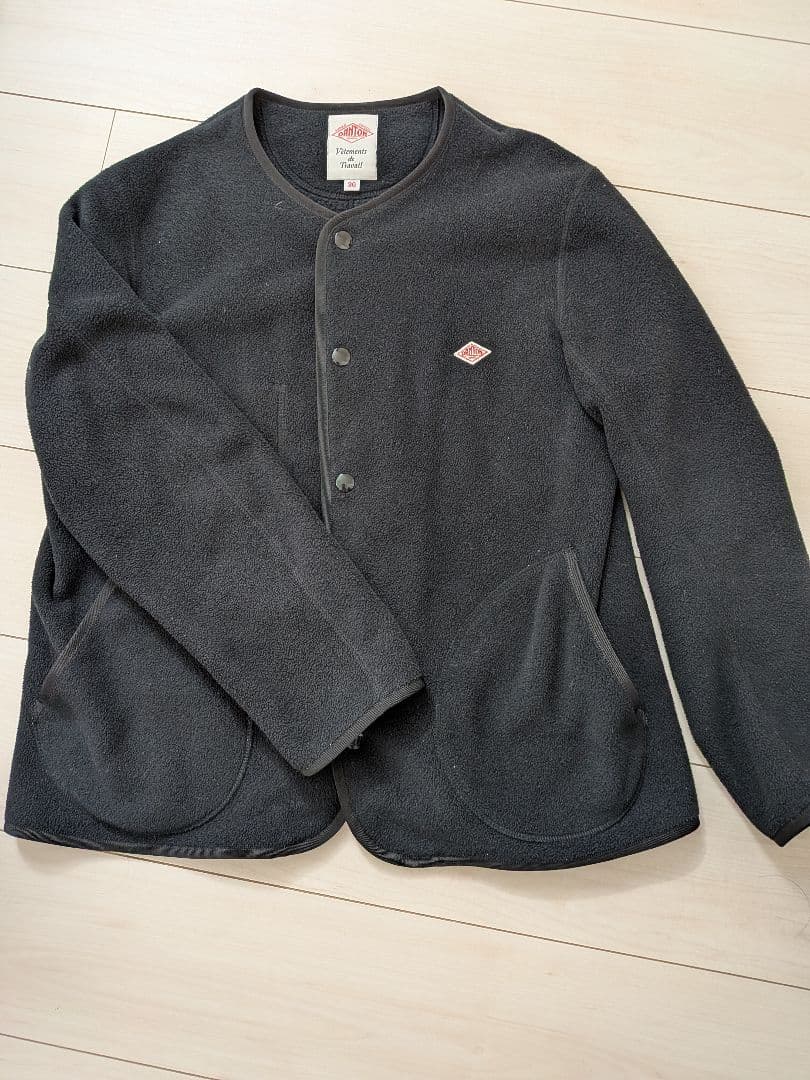 DANTONノーカラーフリースジャケット　黒　ブラック　Black　36