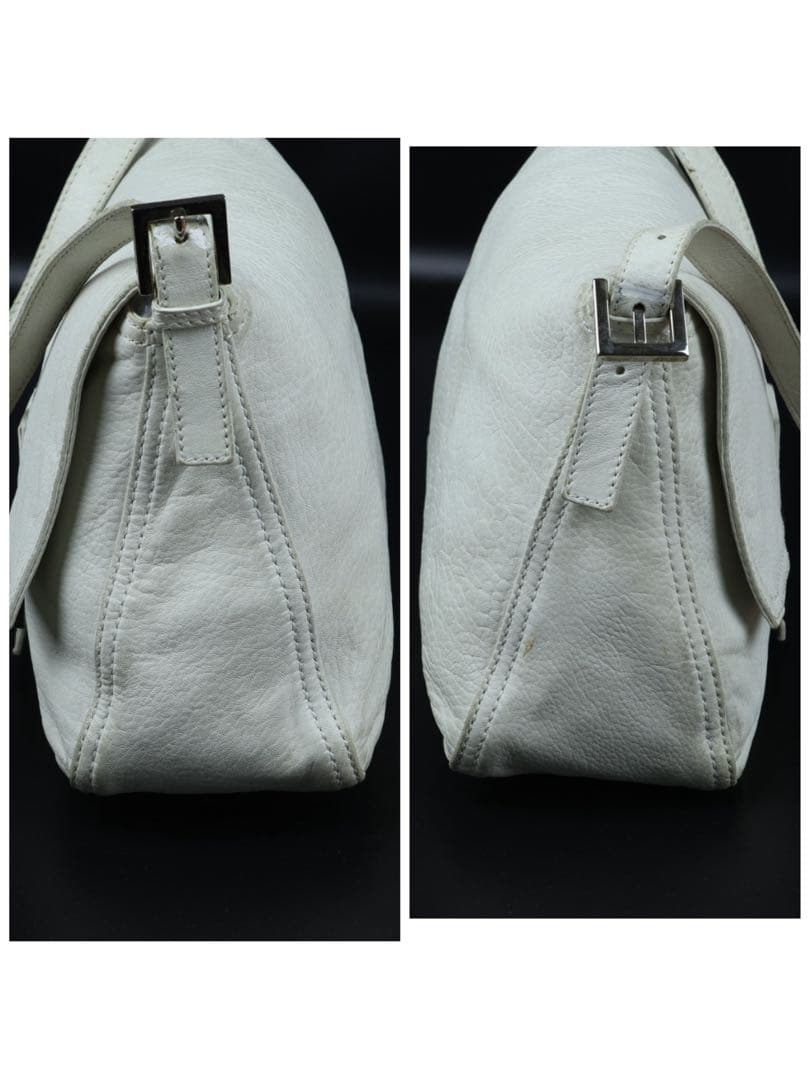 Fendi マンマバケット　ホワイトレザー ショルダーバッグ フラップ式