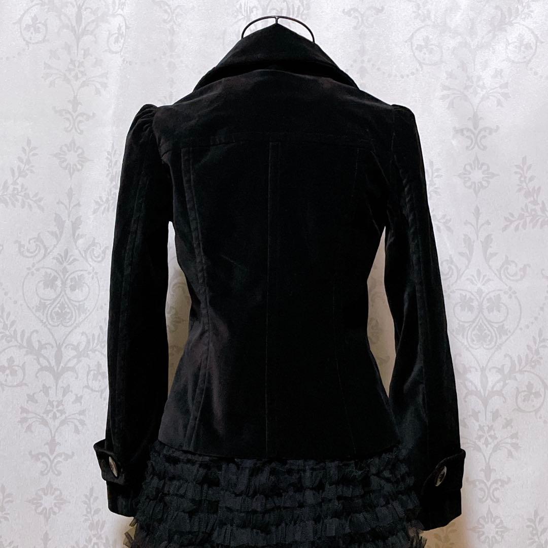 ベロア ジャケット 黒 ピーコート 平成ギャルy2k ダークコア nana 韓国
