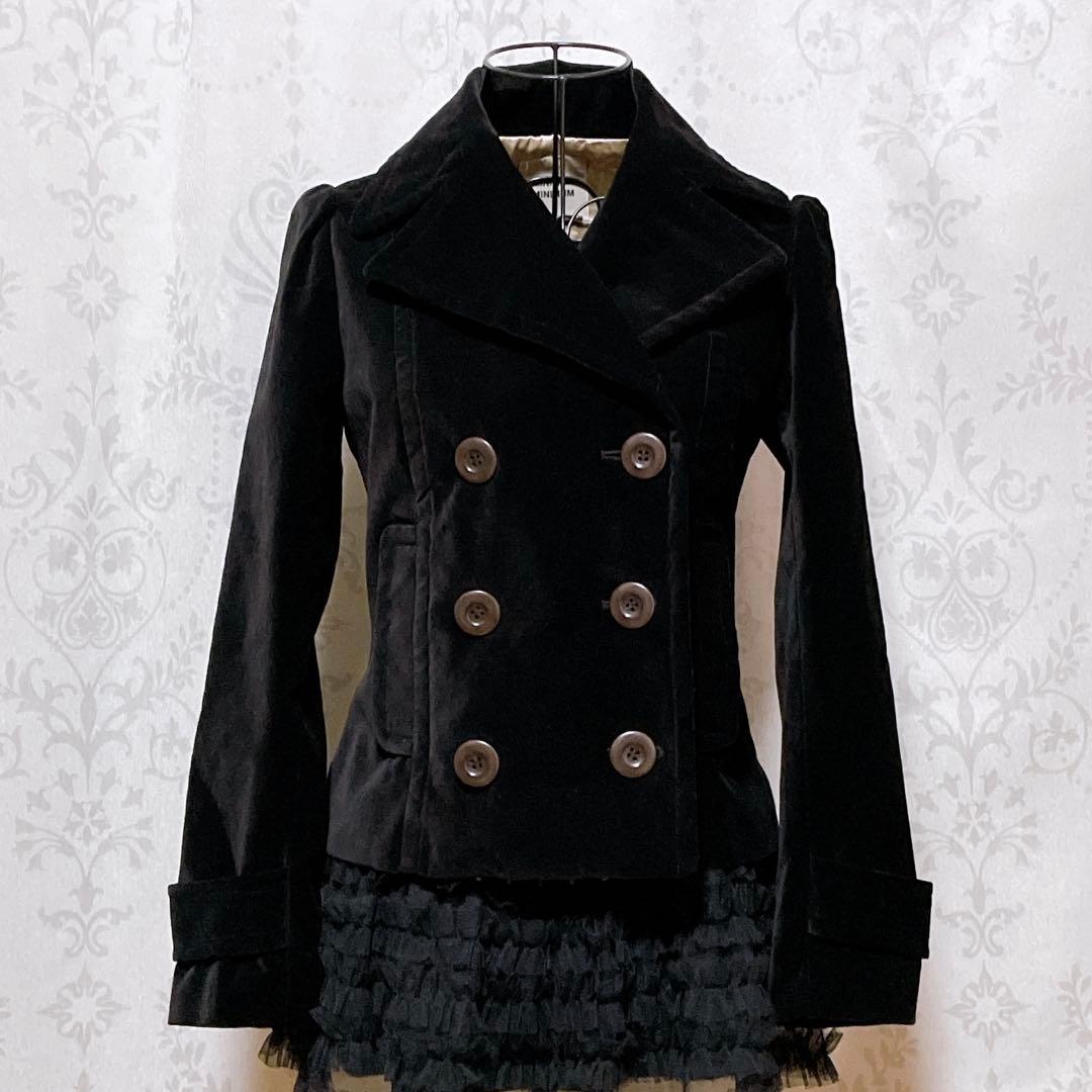 ベロア ジャケット 黒 ピーコート 平成ギャルy2k ダークコア nana 韓国