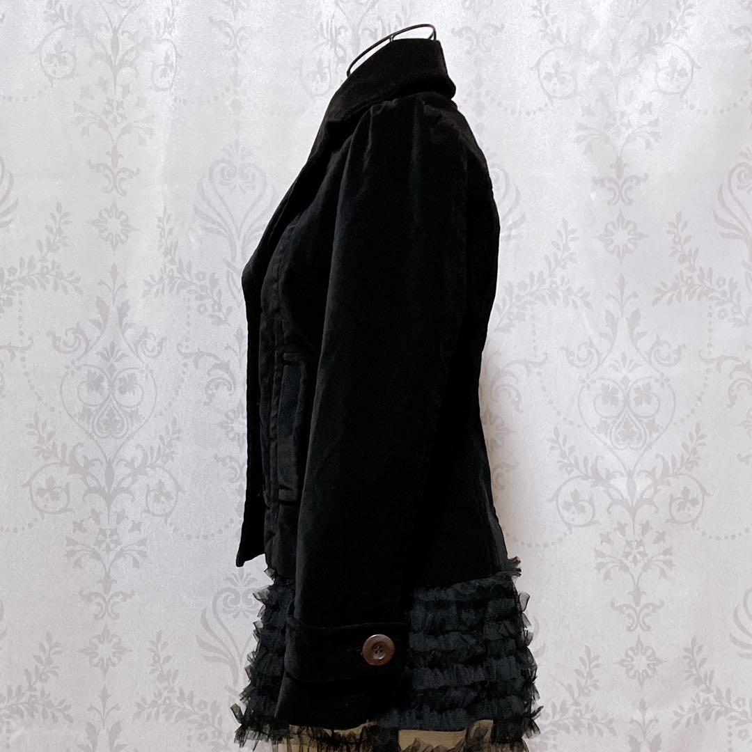 ベロア ジャケット 黒 ピーコート 平成ギャルy2k ダークコア nana 韓国